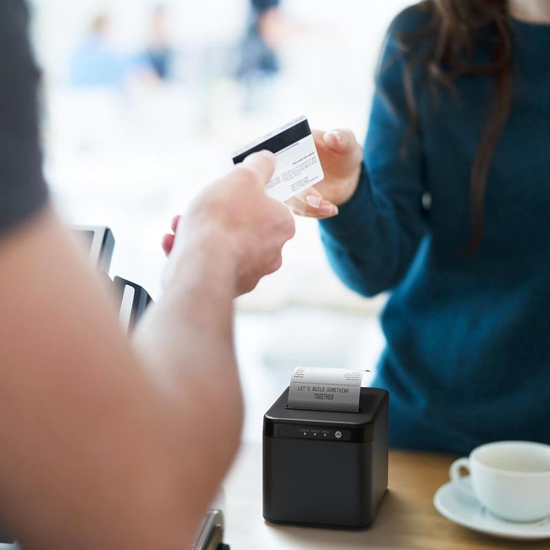 Bisofice طابعة إيصالات 80 مم طابعة حرارية ESC/POS طابعة مكتبية طباعة مباشرة اتصال USB + LAN كفاءة عالية مع قاطع تلقائي سلة ورق كبيرة للأعمال التجارية والشحن والمطاعم والمطابخ والسوبرماركت - Image 5